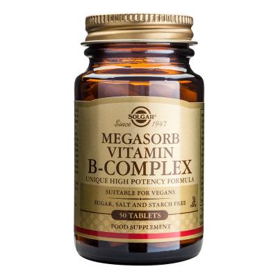 Solgar Megasorb Vitamin B-Complex High Potency 50 Tablets.