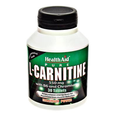 Health Aid L-Carnitine 550mg + Vitamin B6+ Chromium 30 tabs