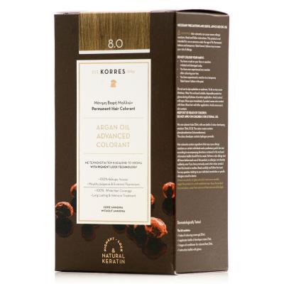 Korres Argan Oil Advanced Colorant 8.0 (50ml) - Μόνιμη βαφή μαλλιών, Ξανθό Ανοιχ