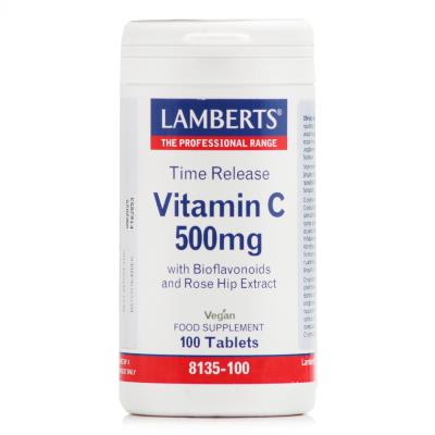 Lamberts Vitamin C 500mg Time Release (100tabs) - Βιταμίνη C για Υγιές Ανοσοποιη