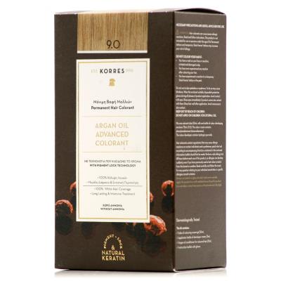 Korres Argan Oil Advanced Colorant 9.0 (50ml) - Μόνιμη βαφή μαλλιών, Ξανθό Πολύ 