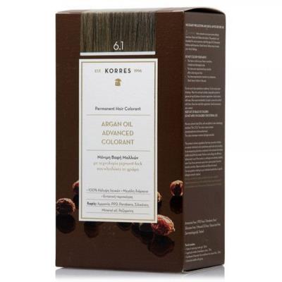 Korres Argan Oil Advanced Colorant 6.1 (50ml) - Μόνιμη Βαφή μαλλιών, Ξανθό Σκούρ