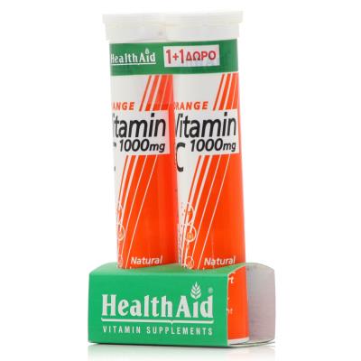 Health Aid Promo Vitamin C 1000mg (20+20eff.tabs) - Βιταμίνη C με γεύση Πορτοκάλ